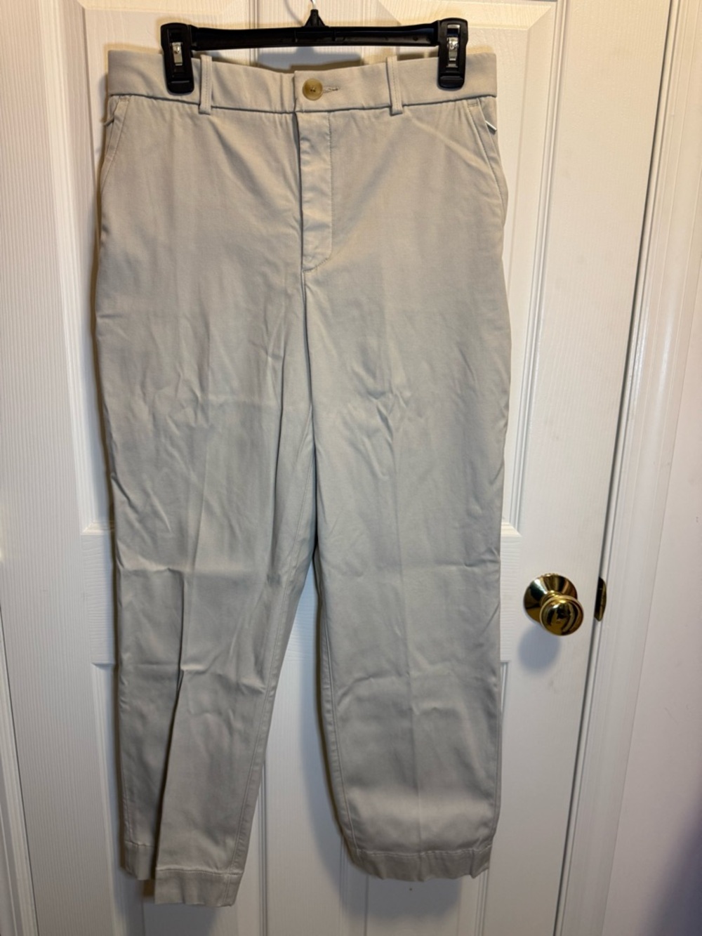 Spanx Stretch Twill Straight Leg Pants - Bone Off-White - Size L- High Rise